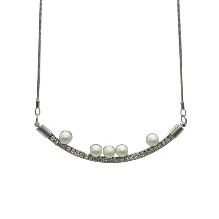韓國時尚水鑽配珍珠頸鍊 -AN0001