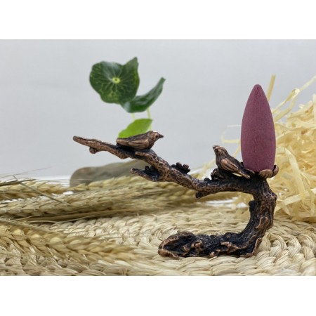 B2112020A 銅色喜鵲梅花倒流香插 Backflow Incense Holder (Pica & Plum Flower)