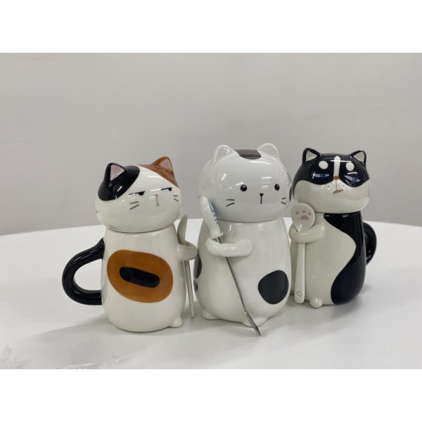 T2112042 大陶瓷貓杯 (豆豉眼款) Ceramic Mug, Hilarious Cat, Calm Face