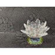 B2112090 蓮花燭台供佛酥油燈座 (白色) Lotus Butter Lamp Holder, Candle Holder, Transparent