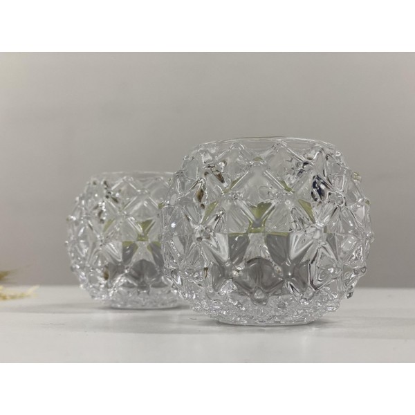 B2112040 透明酥油燈座(鳳梨款) Diamond Pattern Glass, Butter Lamp Holder, candle holder