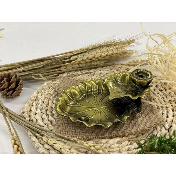 B2112026C 青銅色蓮花鯉魚倒流香座 Backflow Incense Holder, Frog in the Lotus Pond