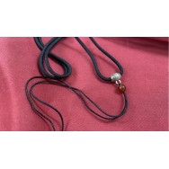 B2112030B 瑪瑙色銀吊墜掛繩 黑色--(可調節)  Adjustable Lanyard, Black