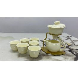 T2112090 清雅米黃瓷自動泡茶器茶具套裝  automatic tea brewing set 