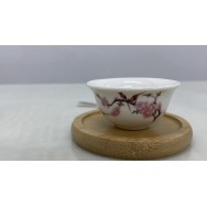 T2112060F 白瓷茶杯(花鳥) Ceramic Tea Cup, Fringilla montifringilla