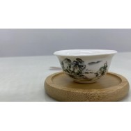 T2112060D 白瓷茶杯(山水)  Ceramic Tea Cup, Mountain and River