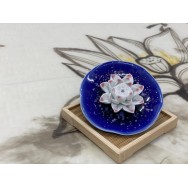 B2112022K 滿天星蓮花香托 Ceramic Stick Incense Burner Holder, Lotus, Dotted Blue Plate