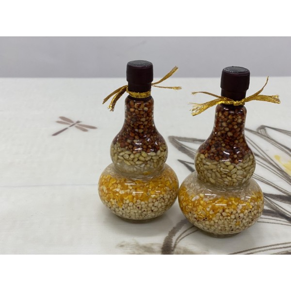 B2112038 五穀豐收供佛葫蘆玻璃瓶 (每個) Gourd Bottle with mix beans 1 pc