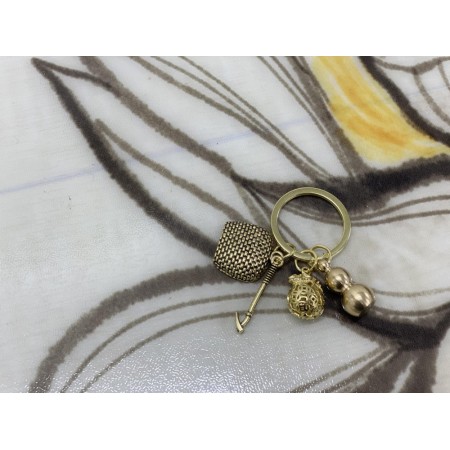 B2112054 鋅銅金錢袋+簸箕葫蘆掛飾 Keychain