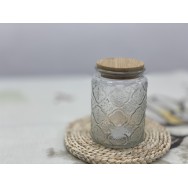 T2112001 浮雕玻璃密封罐  (窗中花) Glass Container