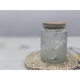 T2112001C 浮雕玻璃密封罐  (花園裡) Glass Container