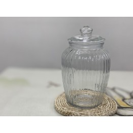 T2112009 玻璃條紋茶罐(加大) Glass Container