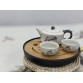 T2112052  圆形竹面茶盤(黑色小號) Wood Round Tea Tray