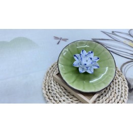 B2112022L 綠冰盤蓮心 Ceramic Stick Incense Burner Holder, Lotus, Green Plate