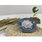 B2112022B 藍小碟蓮花香托 Ceramic Stick Incense Burner Holder, Spotted Blue Plate, Lotus