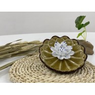 B2112022 橘黄碟蓮花香托 Ceramic Stick Incense Burner Holder, Yellow Plate, Lotus