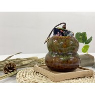 T2112047 布葫蘆茶罐-孔雀綠 Gourd Tea Ceramic Canister, Emerald-colored