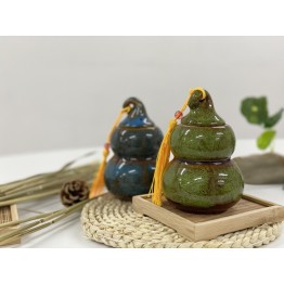 T2112049 葫蘆瓷茶罐-浅草綠色 Gourd Tea Ceramic Canister, Green