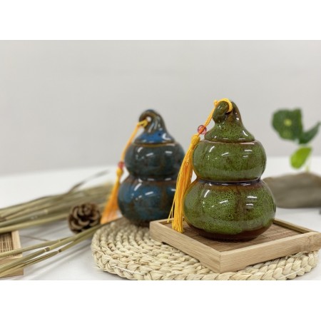 T2112049 葫蘆瓷茶罐-浅草綠色 Gourd Tea Ceramic Canister, Green