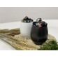 T2112038 圓型布蓋茶罐 黑-素面 Tea Ceramic Canister, Black