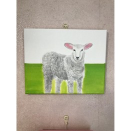 我畫羊一油畫連木框勾